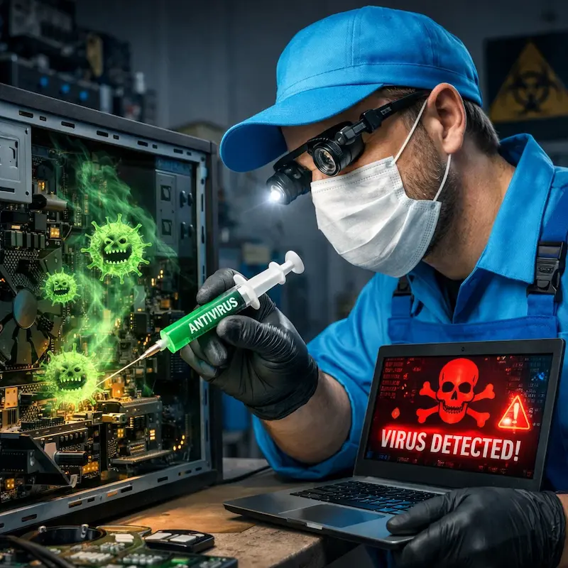 Лечение компьютера от вирусов в Железнодорожном на дому